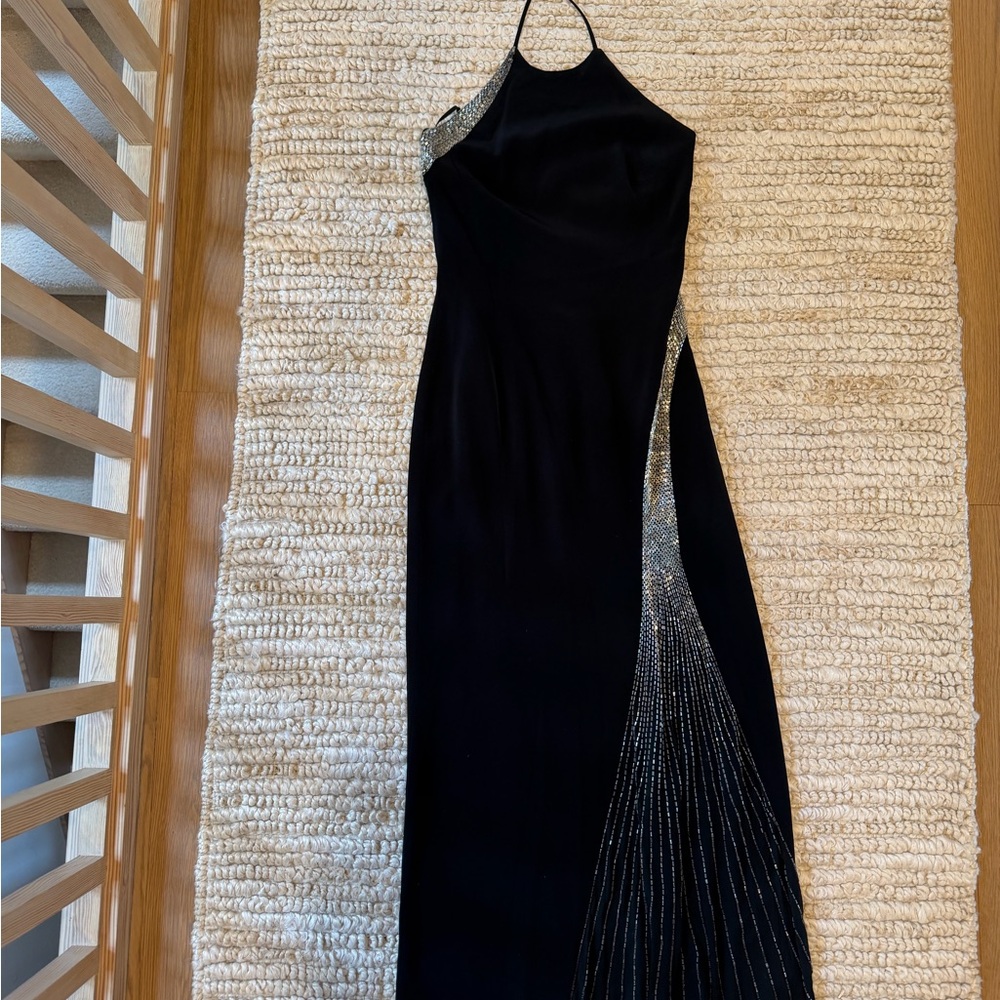 Niteline Black Maxi Dress with Silver Beaded Accent
